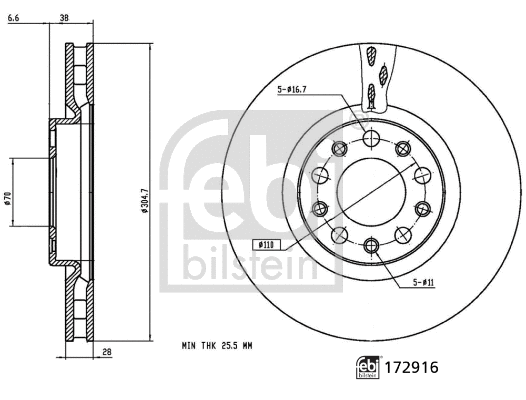 Stabdžių diskas FEBI BILSTEIN 172916