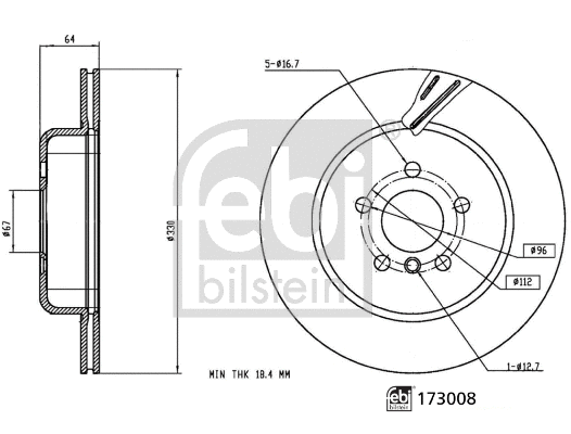 Stabdžių diskas FEBI BILSTEIN 173008