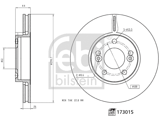 Stabdžių diskas FEBI BILSTEIN 173015