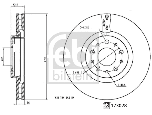 Stabdžių diskas FEBI BILSTEIN 173028