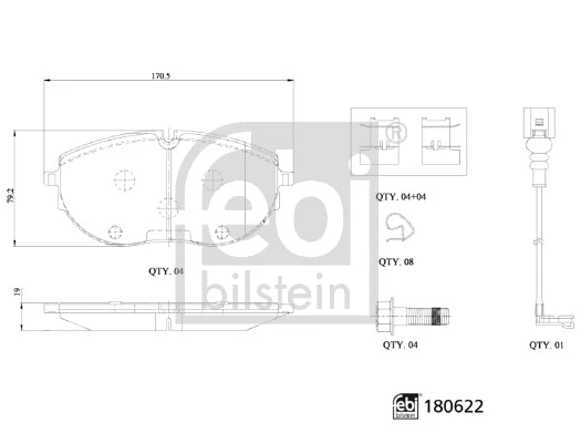 Diskinių stabdžių trinkelių rinkinys FEBI BILSTEIN 180622