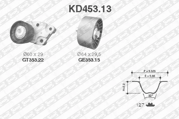 Paskirstymo diržo komplektas SNR KD453.13