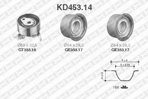Paskirstymo diržo komplektas SNR KD453.14
