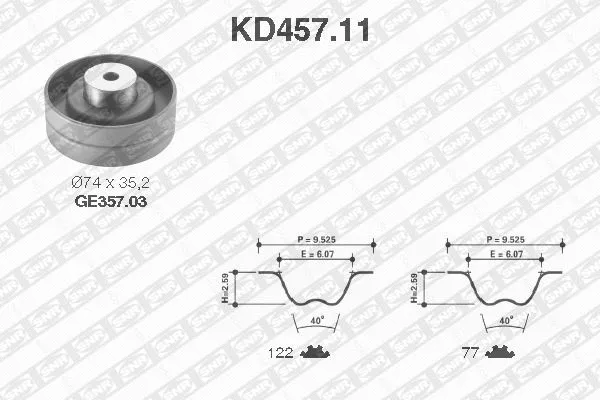 Paskirstymo diržo komplektas SNR KD457.11