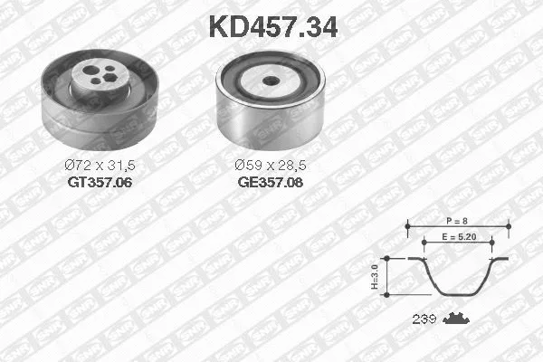 Paskirstymo diržo komplektas SNR KD457.34