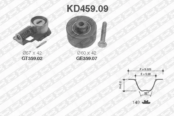 Paskirstymo diržo komplektas SNR KD459.09