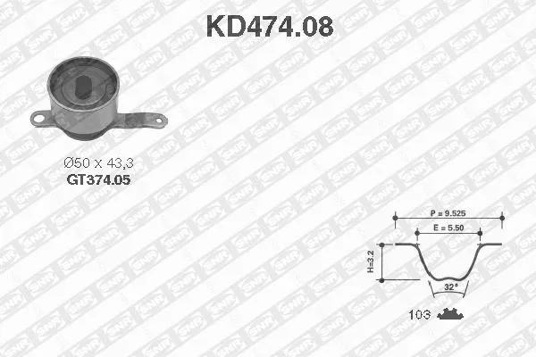 Paskirstymo diržo komplektas SNR KD474.08