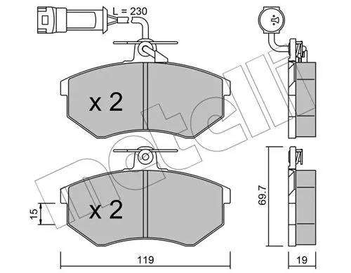 Diskinių stabdžių trinkelių rinkinys METELLI 22-0148-1