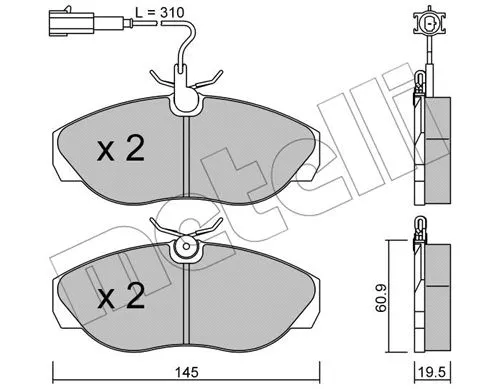 Diskinių stabdžių trinkelių rinkinys METELLI 22-0154-1