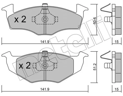 Diskinių stabdžių trinkelių rinkinys METELLI 22-0206-2