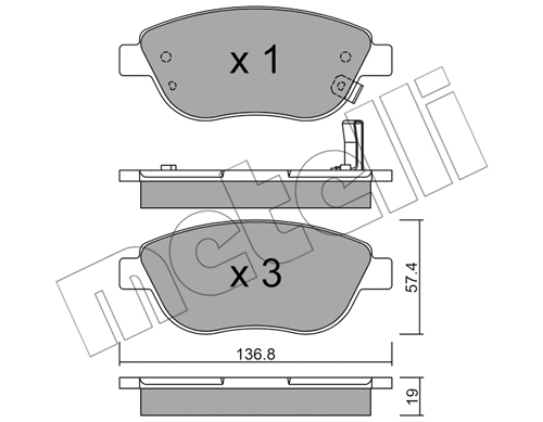 Diskinių stabdžių trinkelių rinkinys METELLI 22-0322-2