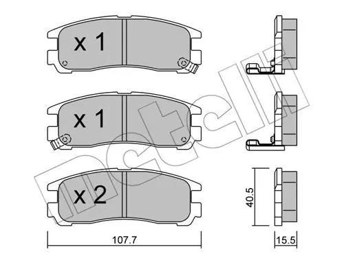 Diskinių stabdžių trinkelių rinkinys METELLI 22-0398-0