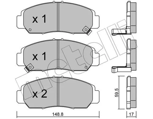 Diskinių stabdžių trinkelių rinkinys METELLI 22-0462-0