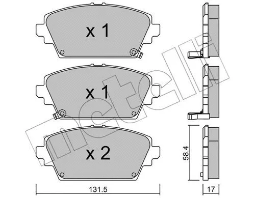 Diskinių stabdžių trinkelių rinkinys METELLI 22-0464-1