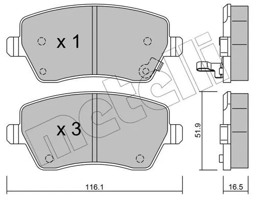 Diskinių stabdžių trinkelių rinkinys METELLI 22-0485-1