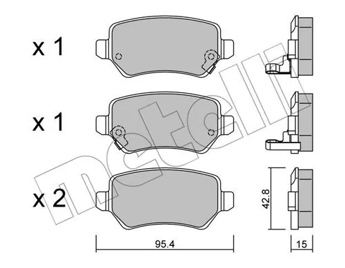 Diskinių stabdžių trinkelių rinkinys METELLI 22-0542-0