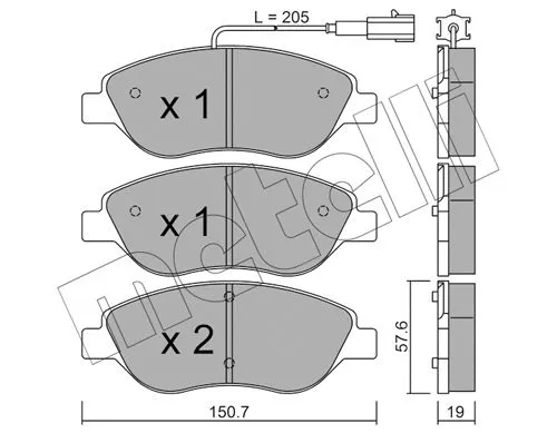 Diskinių stabdžių trinkelių rinkinys METELLI 22-0577-0