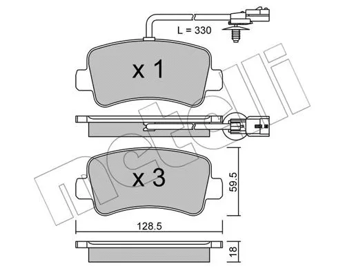 Diskinių stabdžių trinkelių rinkinys METELLI 22-0899-0