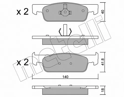 Diskinių stabdžių trinkelių rinkinys METELLI 22-0975-3