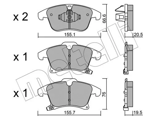 Diskinių stabdžių trinkelių rinkinys METELLI 22-1039-0