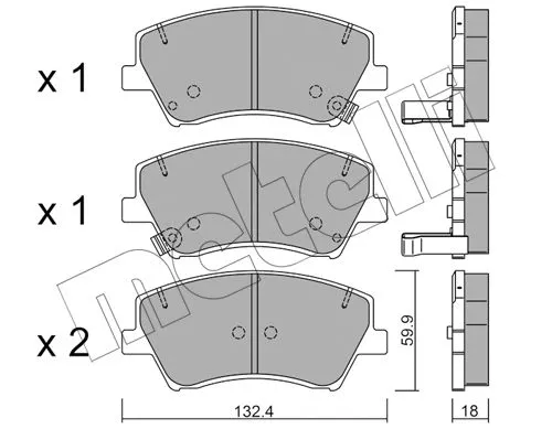Diskinių stabdžių trinkelių rinkinys METELLI 22-1092-0