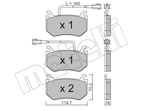 Diskinių stabdžių trinkelių rinkinys METELLI 22-1102-0