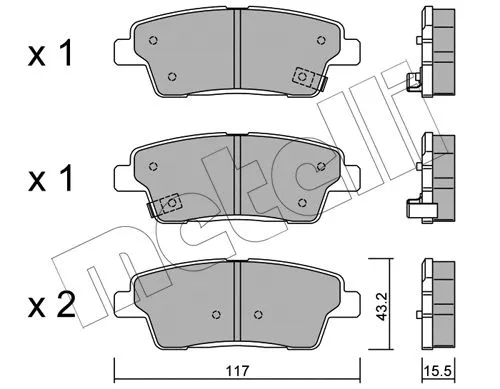 Diskinių stabdžių trinkelių rinkinys METELLI 22-1140-0