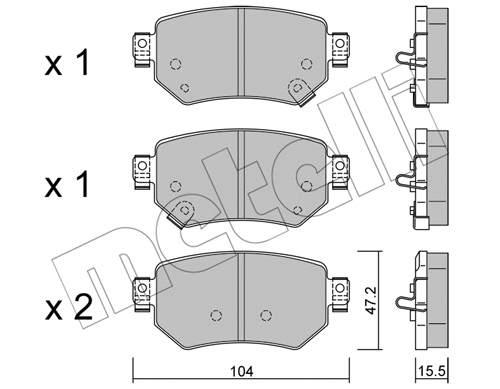 Diskinių stabdžių trinkelių rinkinys METELLI 22-1159-0