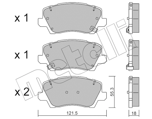 Diskinių stabdžių trinkelių rinkinys METELLI 22-1165-0