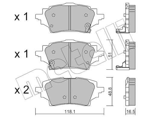 Diskinių stabdžių trinkelių rinkinys METELLI 22-1228-0