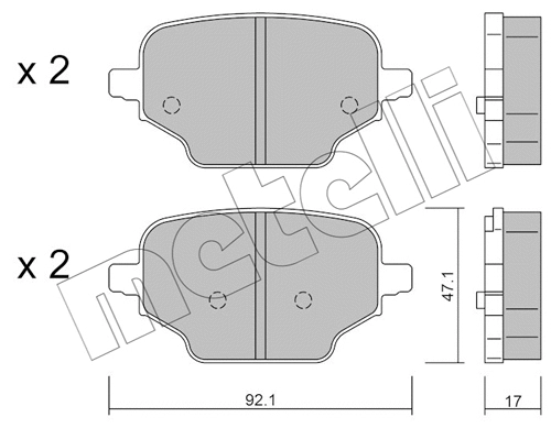 Diskinių stabdžių trinkelių rinkinys METELLI 22-1245-0