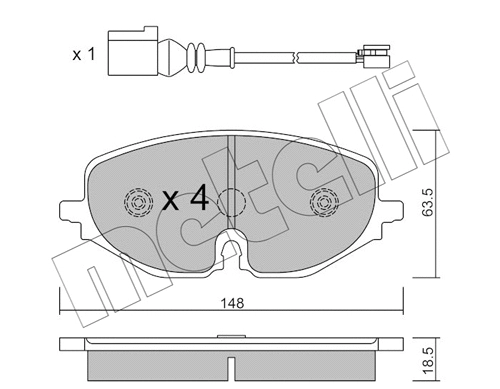 Diskinių stabdžių trinkelių rinkinys METELLI 22-1280-0