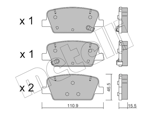 Diskinių stabdžių trinkelių rinkinys METELLI 22-1283-0