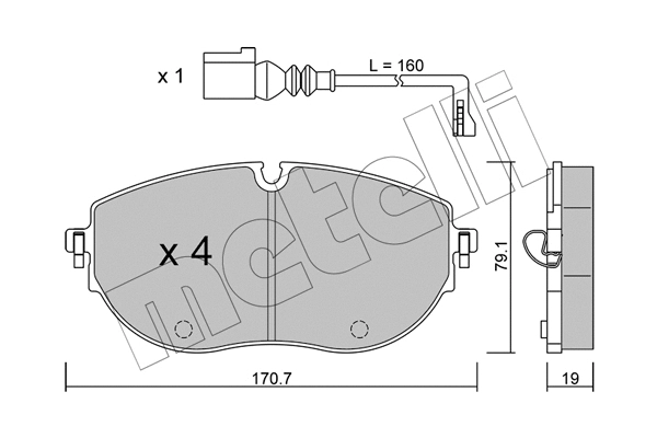 Diskinių stabdžių trinkelių rinkinys METELLI 22-1322-0
