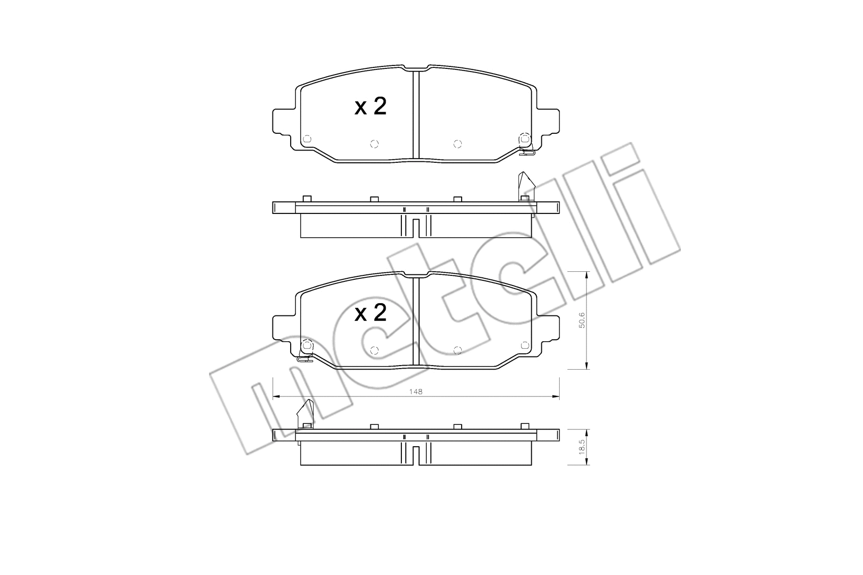 Diskinių stabdžių trinkelių rinkinys METELLI 22-1335-0