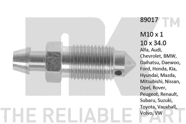 Alsuoklio varžtas NK 89017