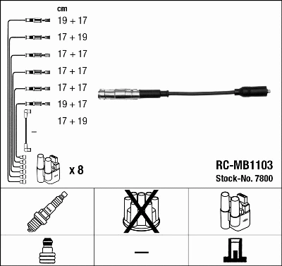 Uždegimo laidų komplektas NGK 7800