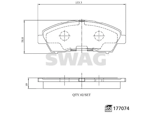 Diskinių stabdžių trinkelių rinkinys SWAG 33 10 7496