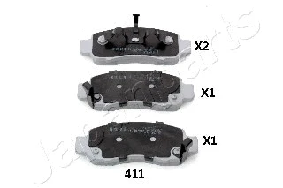 Diskinių stabdžių trinkelių rinkinys JAPANPARTS PA-411AF