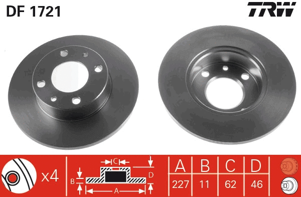 Stabdžių diskas TRW DF1721