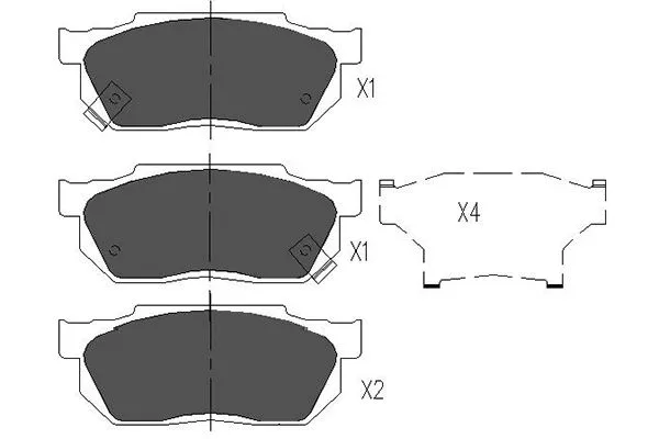 Diskinių stabdžių trinkelių rinkinys KAVO PARTS KBP-2001