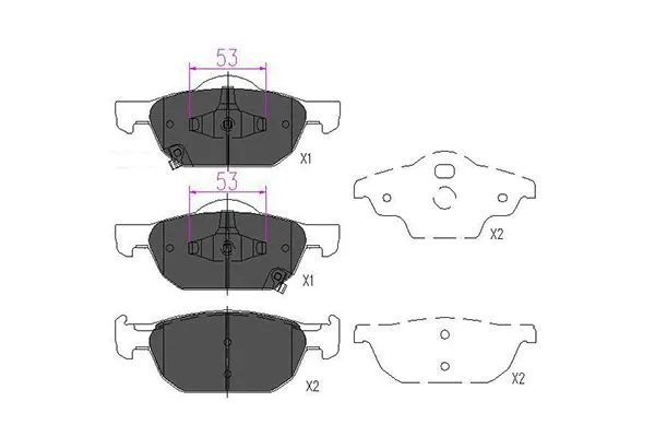 Diskinių stabdžių trinkelių rinkinys KAVO PARTS KBP-2043