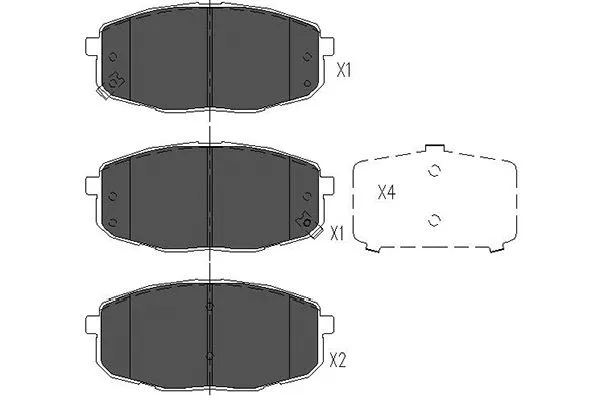 Diskinių stabdžių trinkelių rinkinys KAVO PARTS KBP-4004