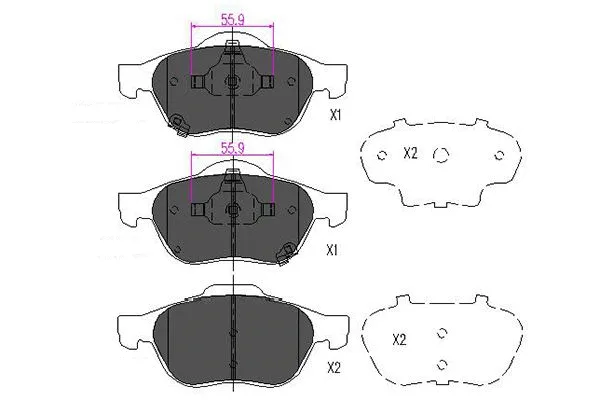 Diskinių stabdžių trinkelių rinkinys KAVO PARTS KBP-9075