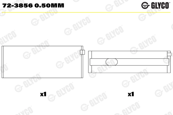 Alkūninio veleno pagrindiniai guoliai GLYCO 72-3856 0.50mm