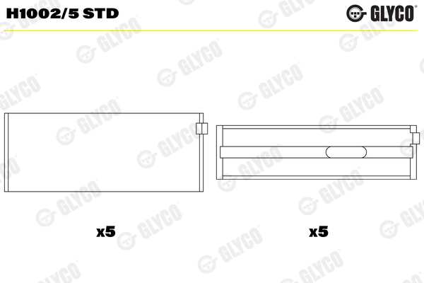 Alkūninio veleno pagrindiniai guoliai GLYCO H1002/5 STD