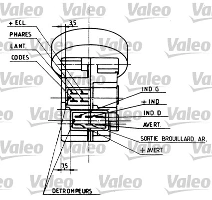 Vairo kolonėlės jungiklis VALEO 251210