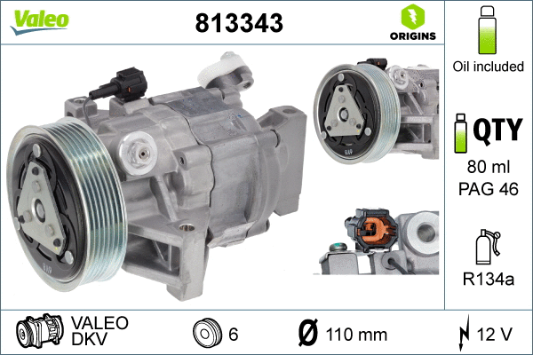 Oro kondicionieriaus kompresorius VALEO 813343