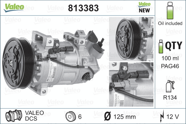 Oro kondicionieriaus kompresorius VALEO 813383
