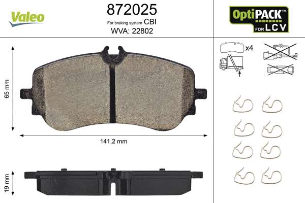 Diskinių stabdžių trinkelių rinkinys VALEO 872025